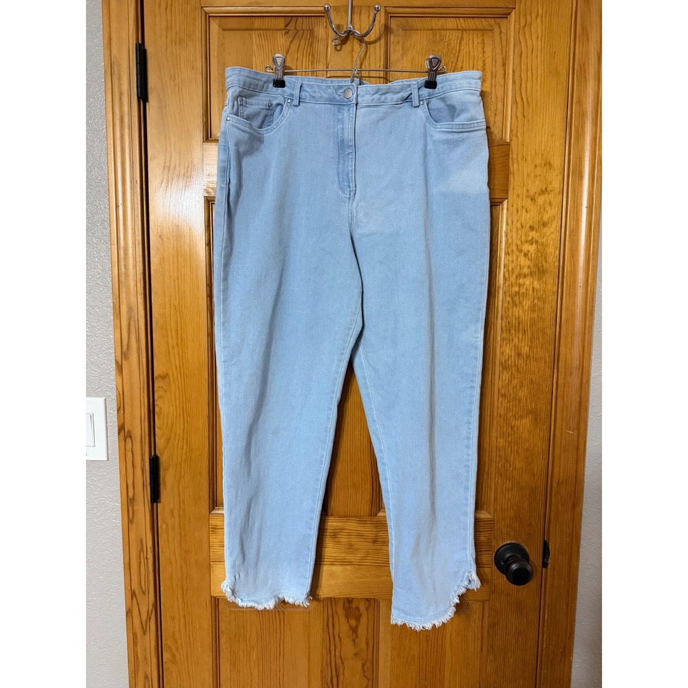 Ruby Rd Womens Light Wash Denim Fringe Tulip Hem Pants Blue Size 16 95500 GF